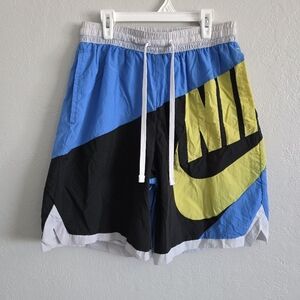 Nike Mens Throwback Futura Basketball Shorts Multi-Color Mesh Lined Size Large